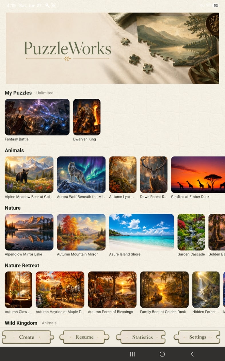 The PuzzleWorks home library of puzzle artwork